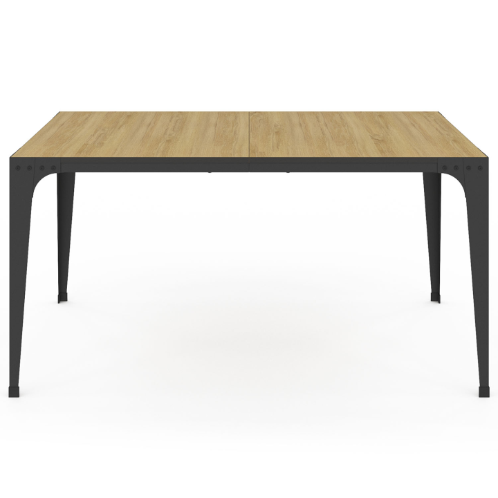 Mesa de comedor industrial rectangular para 6 en madera y negro - NELLY | ID Market