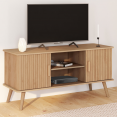 Meuble TV 110 cm JULIETTE effet lattes 2 portes