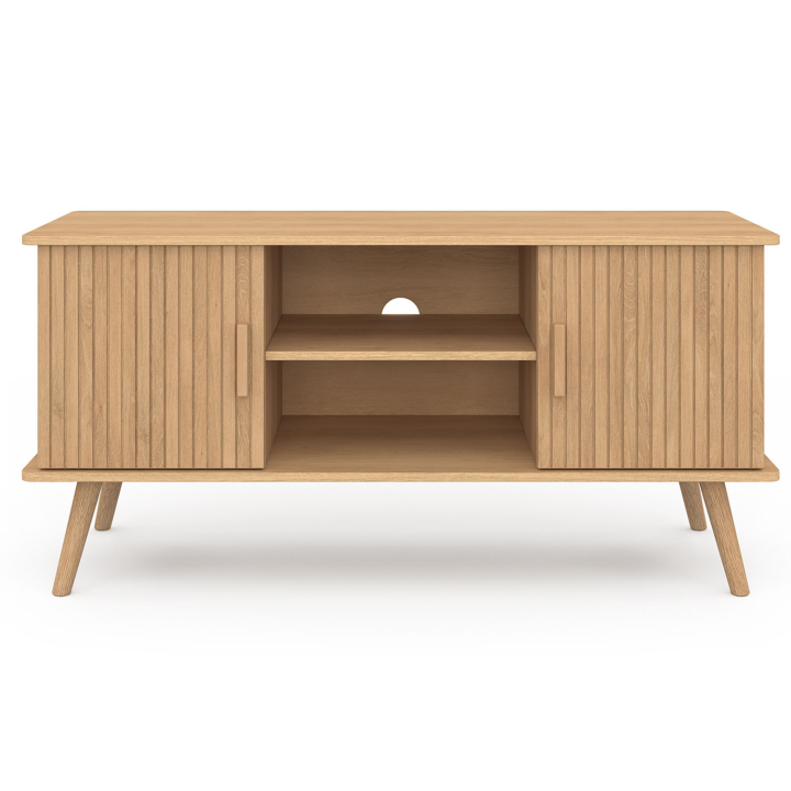 Mueble TV con 2 puertas efecto lamas 110cm - JULIETTE | ID Market