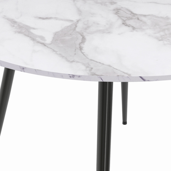 Mesa de comedor redonda 4-6 personas efecto mármol blanco 110cm - AMELIA | ID Market