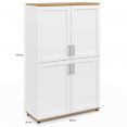 Buffet haut H. 125 cm VITO 4 portes blanc et bois