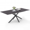 Table à manger extensible rectangle JASPE 6-10 personnes plateau effet béton pied araignée gris anthracite 160-200cm