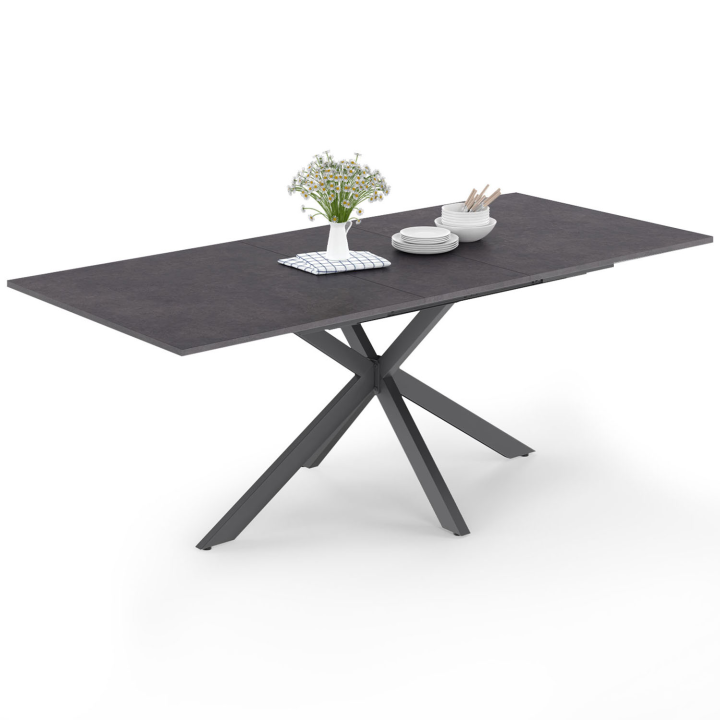 Mesa de comedor rectangular extensible con pata de araña gris - JASPE | ID Market