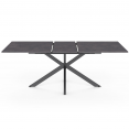 Table à manger extensible rectangle JASPE 6-10 personnes plateau effet béton pied araignée gris anthracite 160-200cm