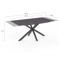 Table à manger extensible rectangle JASPE 6-10 personnes plateau effet béton pied araignée gris anthracite 160-200cm