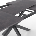 Table à manger extensible rectangle JASPE 6-10 personnes plateau effet béton pied araignée gris anthracite 160-200cm