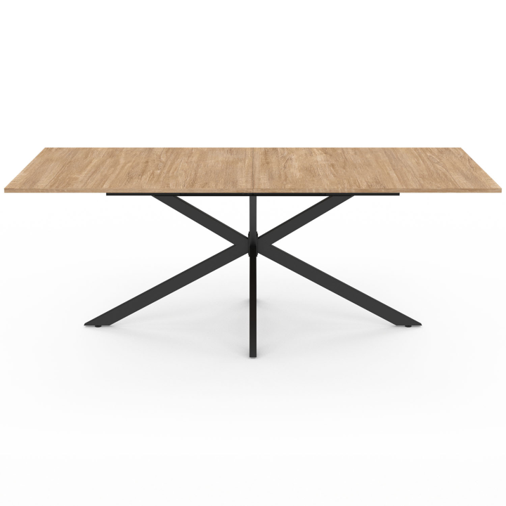 Table à manger rectangle ALIX 8 personnes pied araignée bois et noir 200 cm