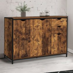 110 cm laag industrieel dressoir met kasten en laden - DAYTON | ID Market