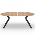 Table à manger extensible ronde ALIX 4-10 personnes pied araignée bois et noir 110 - 200 cm