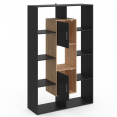 Etagère bibliothèque COLETTE avec 11 compartiments et 2 cases noir et effet bois H.143 cm