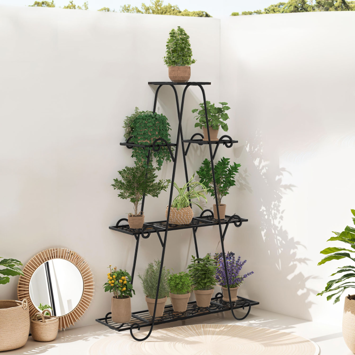 Etagère à pots de fleurs porte plante en métal 9 niveaux