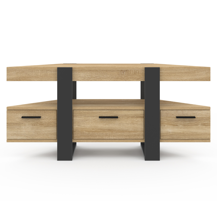 Mueble TV esquinero de 110 cm con cajón de madera y negro - PHOENIX | ID Market