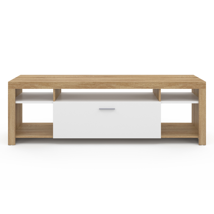 Mueble TV madera y armario blanco 140cm - MALO | ID Market