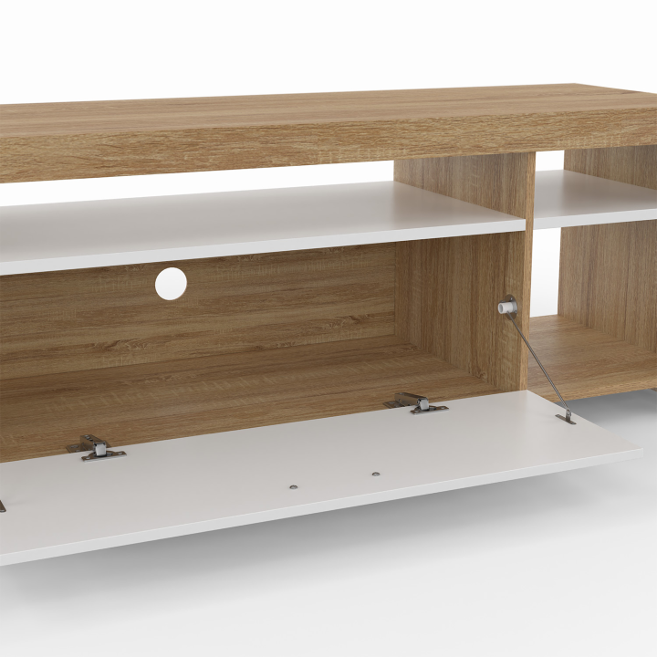 Mueble TV madera y armario blanco 140cm - MALO | ID Market