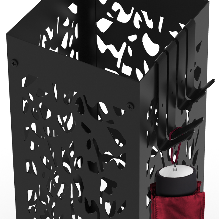 Porte parapluie FLOWER en acier noir hauteur 45 cm