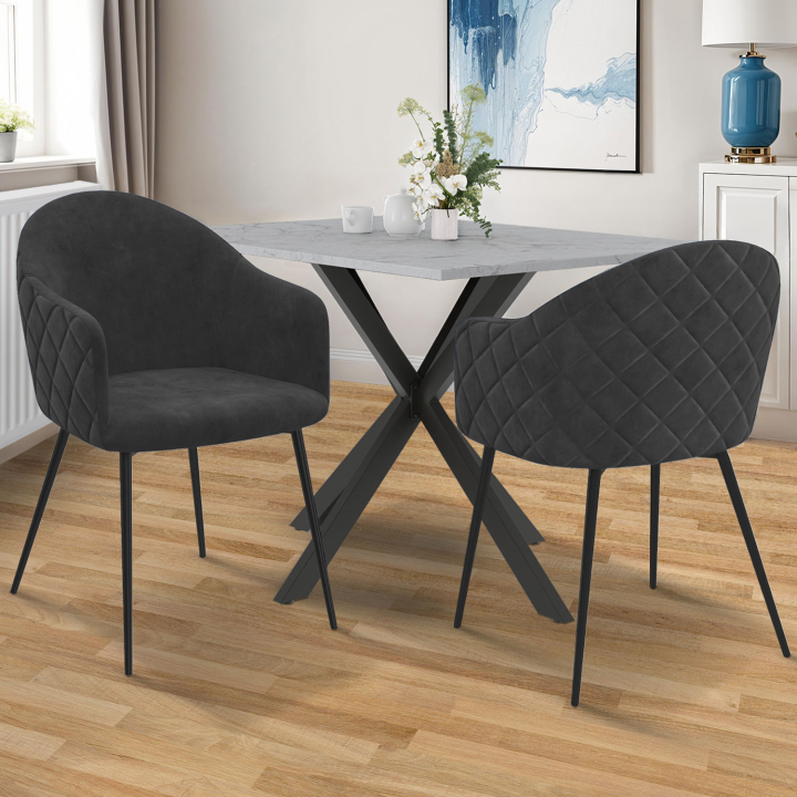 Sillones de mesa de terciopelo gris oscuro - lote de 2 - MOLY | ID Market