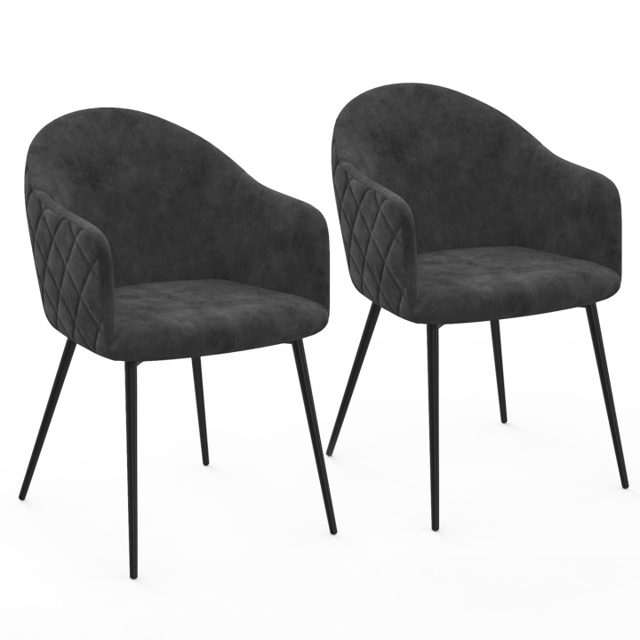 Sillones de mesa de terciopelo gris oscuro - lote de 2 - MOLY | ID Market