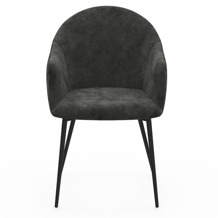 Sillones de mesa de terciopelo gris oscuro - lote de 2 - MOLY | ID Market