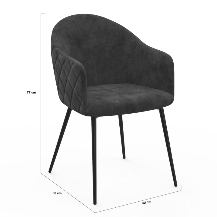 Sillones de mesa de terciopelo gris oscuro - lote de 2 - MOLY | ID Market