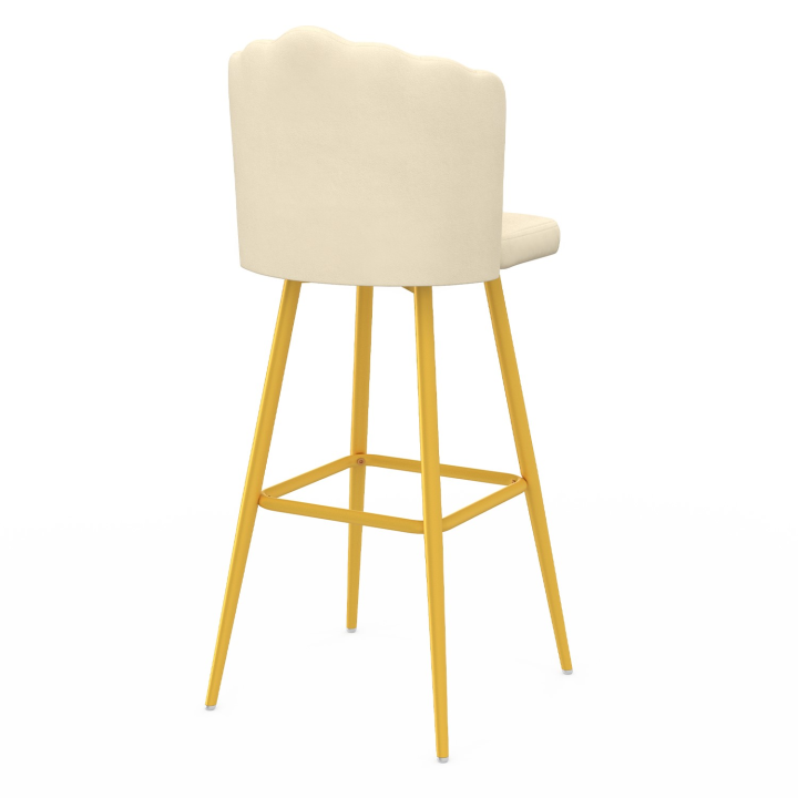 Lot de 2 tabourets de bar coquillage ADELLA crème en velours pieds dorés