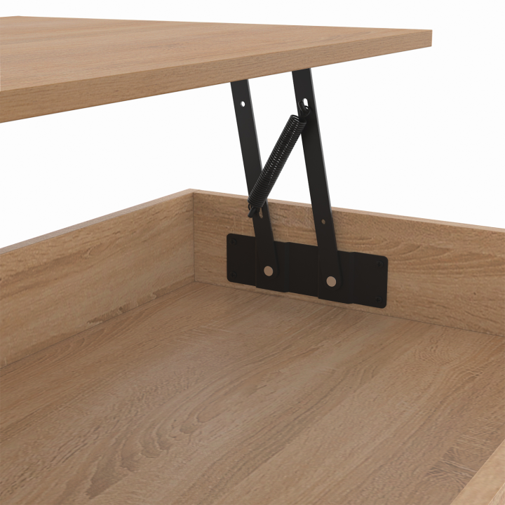 Mesa de centro rectangular ALIX de 100 cm con tablero elevable y patas de araña negras y de madera