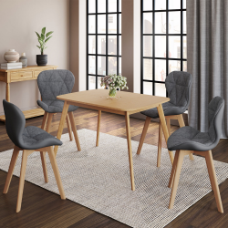 Juego de 4 sillas de comedor de tela gris y PU - ROXANNE | ID Market