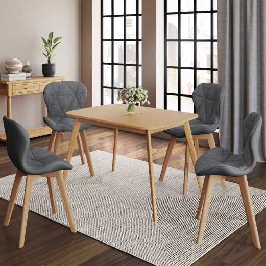 Lot de 4 chaises ROXANE bi-matière en tissu et PU grises pour salle à manger