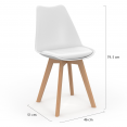 Lot de 6 chaises scandinaves SARA mix color blanc, gris clair, bleu canard x2, gris foncé x2