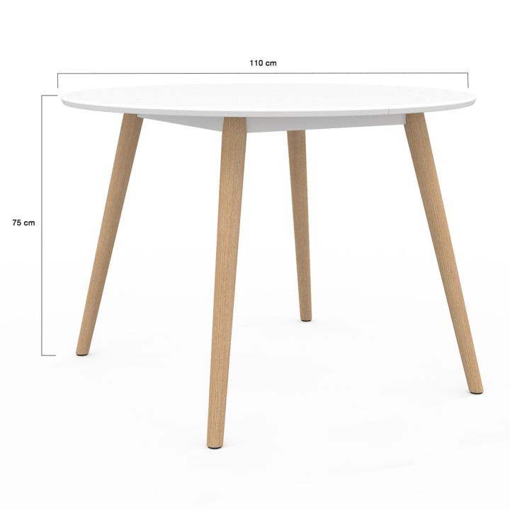 Mesa de comedor redonda blanca escandinava 110 cm - ANGELA | ID Market