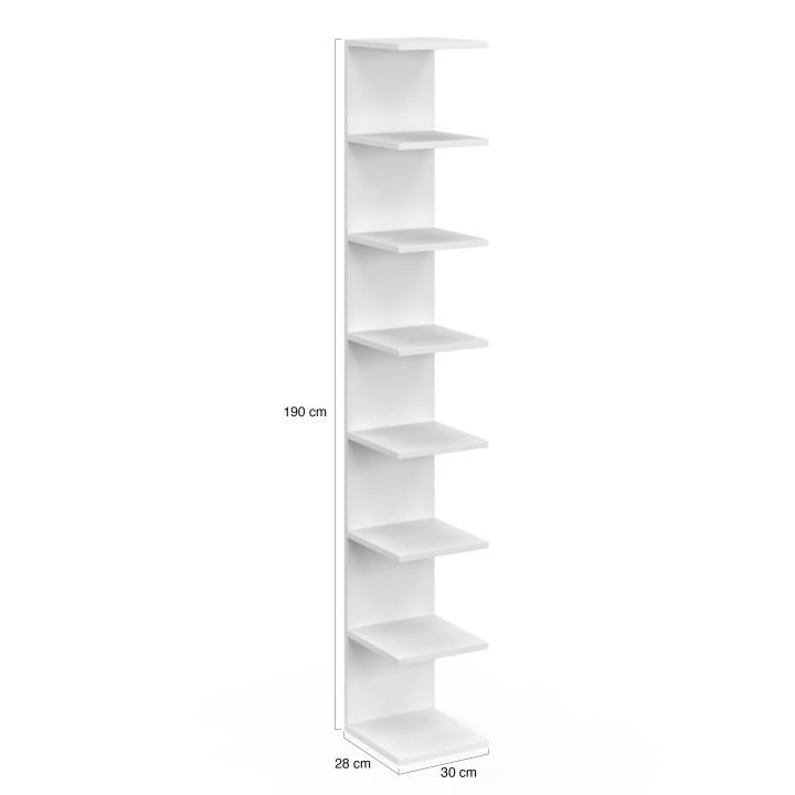 Etagère murale suspendue double position CHIARA 8 étagères blanc 190 cm