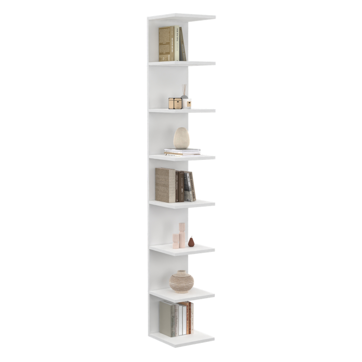 Etagère murale suspendue double position CHIARA 8 étagères blanc 190 cm