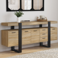 Buffet 180 cm PHOENIX XXL 4 portes avec 2 tiroirs bois et noir