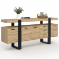 Buffet 180 cm PHOENIX XXL 4 portes avec 2 tiroirs bois et noir