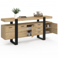 Buffet 180 cm PHOENIX XXL 4 portes avec 2 tiroirs bois et noir