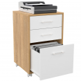 Caisson de bureau JON support imprimante 3 tiroirs bois et blanc