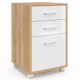 Caisson de bureau JON support imprimante 3 tiroirs bois et blanc