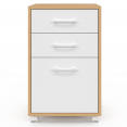 Caisson de bureau JON support imprimante 3 tiroirs bois et blanc