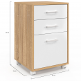 Caisson de bureau JON support imprimante 3 tiroirs bois et blanc