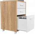 Caisson de bureau JON support imprimante 3 tiroirs bois et blanc