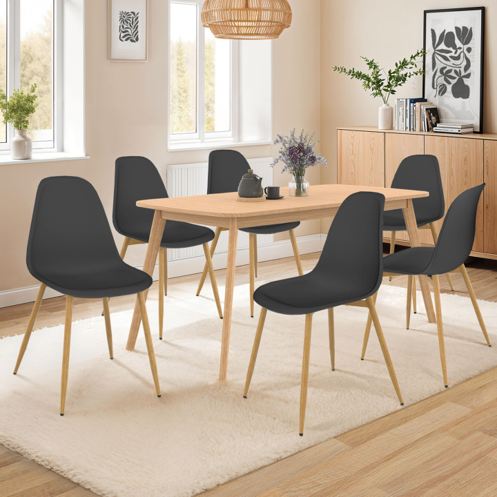 Set van 6 zwarte DANI Scandinavische eetkamerstoelen