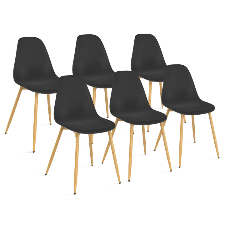 Set van 6 zwarte DANI Scandinavische eetkamerstoelen