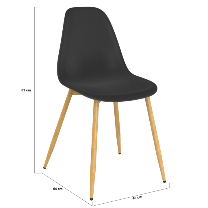 Set van 6 zwarte DANI Scandinavische eetkamerstoelen