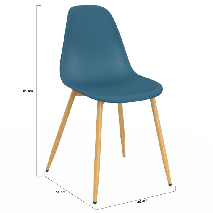 Set van 6 DANI Scandinavische stoelen mix kleur wit, lichtgrijs, blauw x2, donkergrijs x2