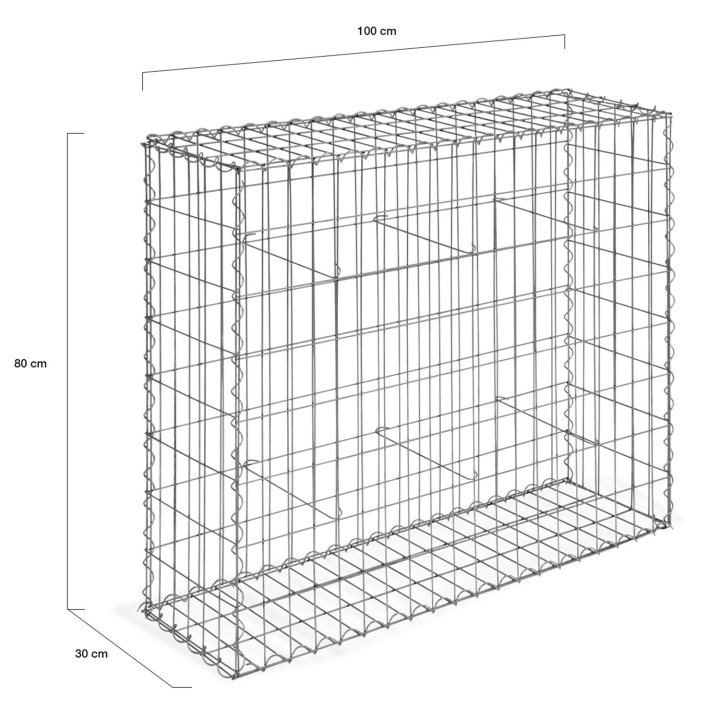 Lot de 2 gabions pour pierre 100 x 30 x 80 cm