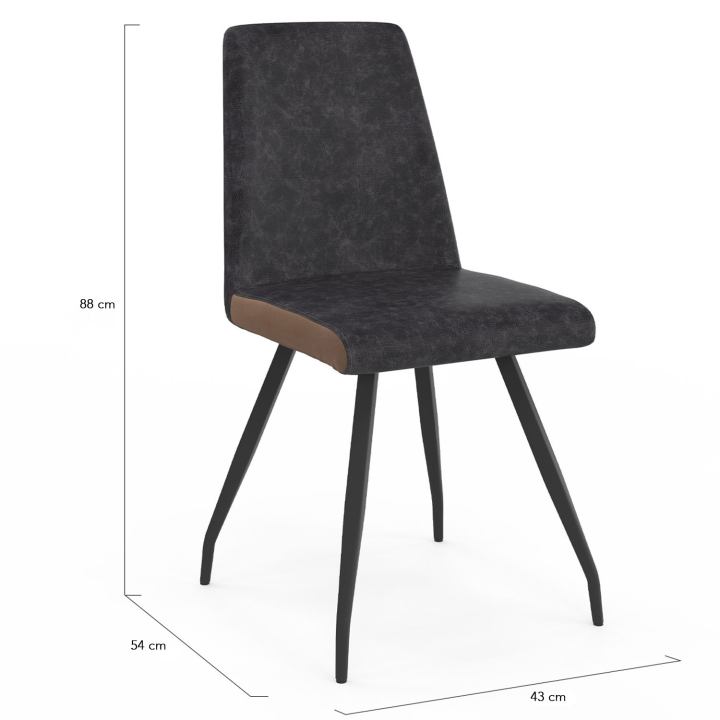 Lot de 6 chaises ADA grises liseré marron pied araignée pour salle à manger