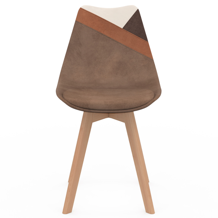 6 Scandinavische stoelen beige, wit en fluwelen patchworks mix kleur - SARA | ID Market