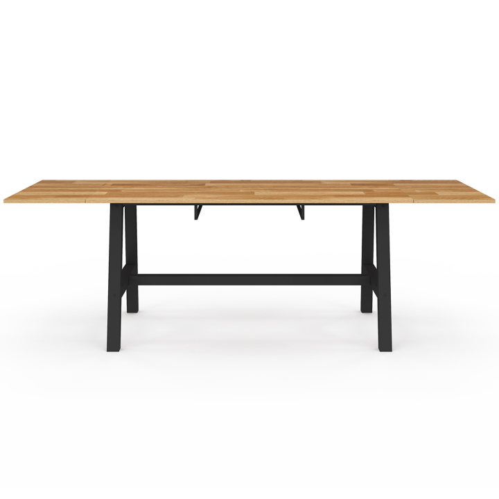 Table à manger extensible rectangle MADELEINE 6-10 personnes bois et noir 160-240 cm