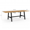 Table à manger extensible rectangle MADELEINE 6-10 personnes bois et noir 160-240 cm