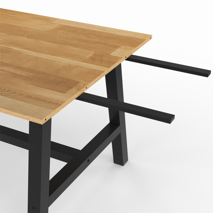 Table à manger extensible rectangle MADELEINE 6-10 personnes bois et noir 160-240 cm