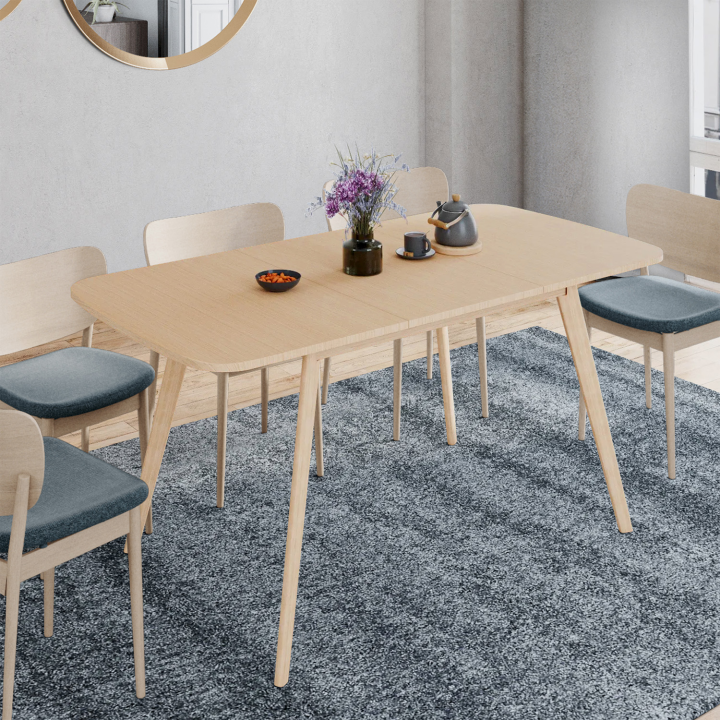 Mesa de comedor rectangular extensible 4-6 personas efecto madera - NOOR | ID Market